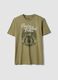 Green printed T-shirt in pure cotton, regular fit_4