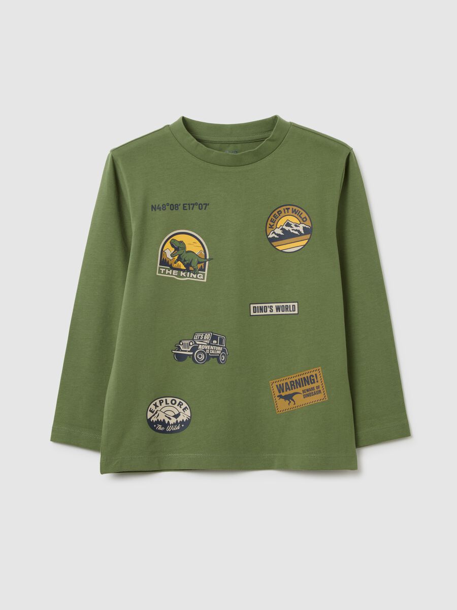 Maglia da bambino in cotone elasticizzato verde regular fit_0