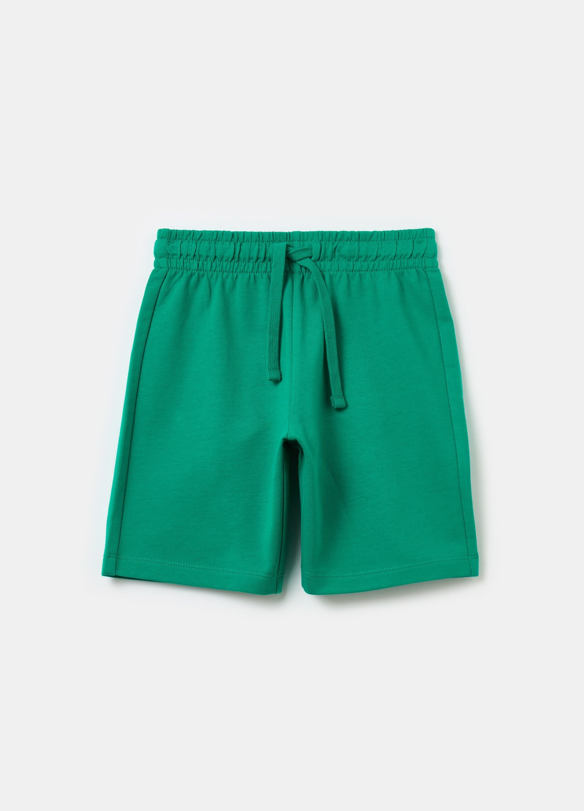 Fleece Bermuda shorts with drawstring