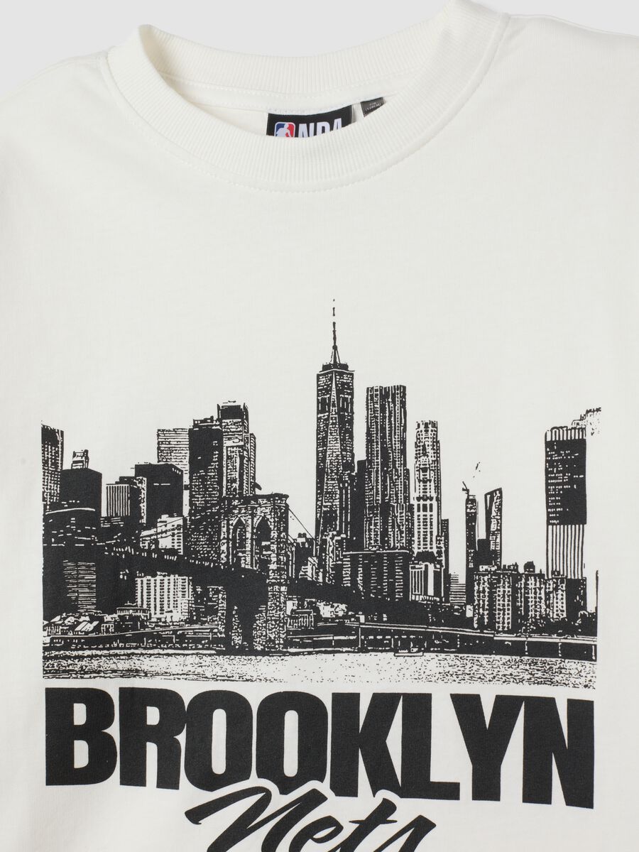 T-shirt bianca girocollo in puro cotone con stampa_2