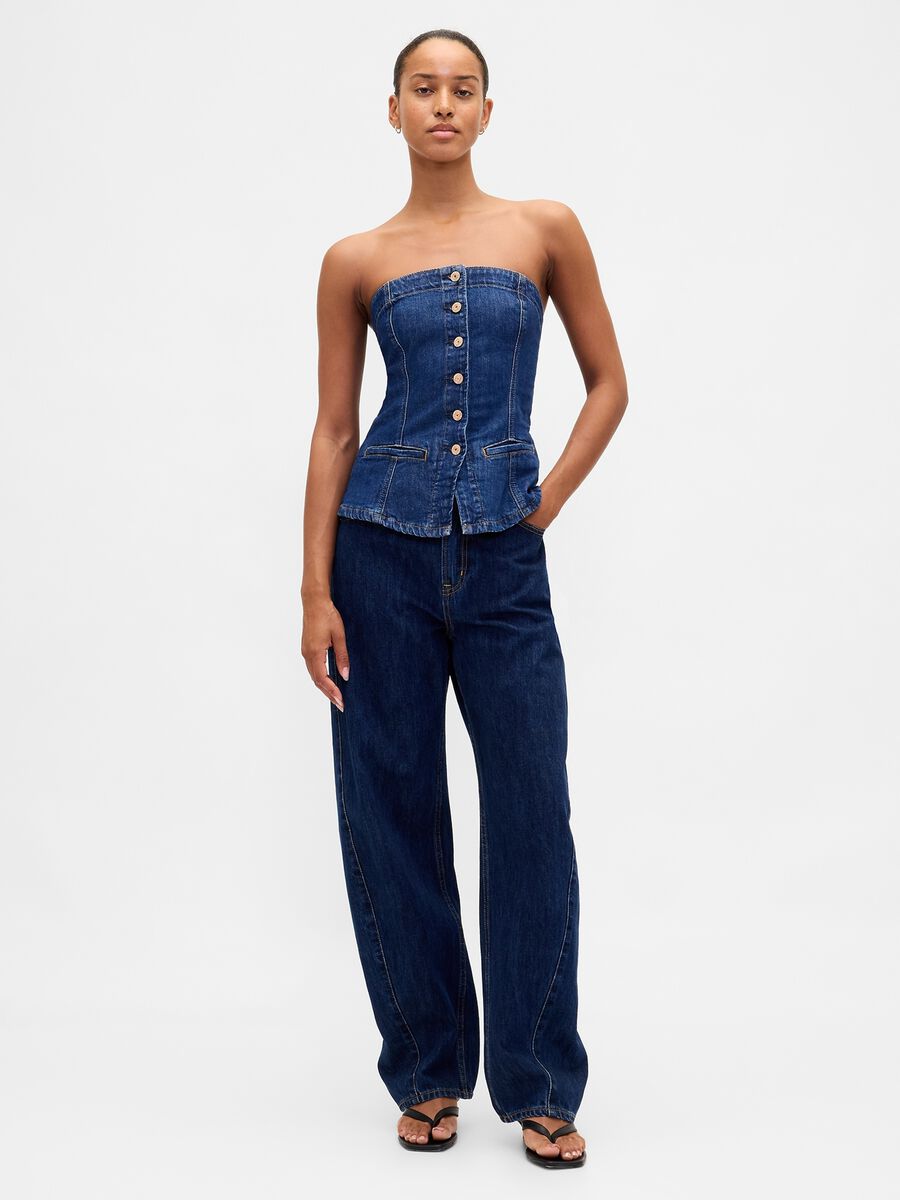 Gilet denim elasticizzato con bottoni_2
