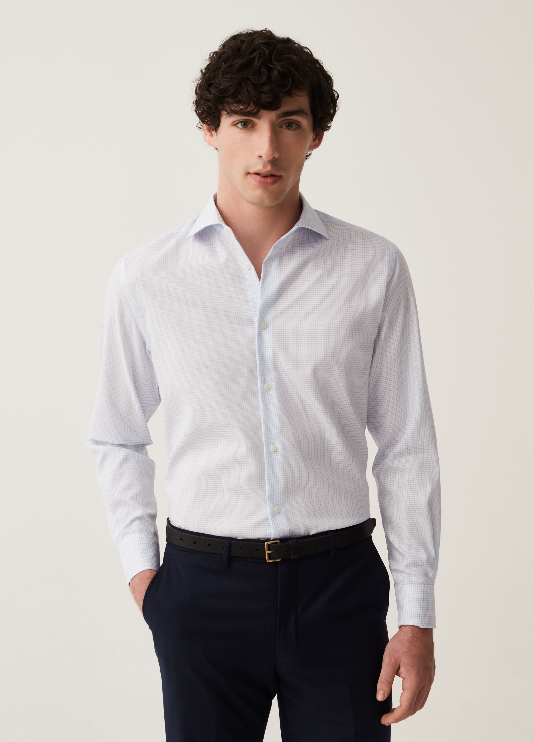 Regular-fit shirt in check no-iron cotton