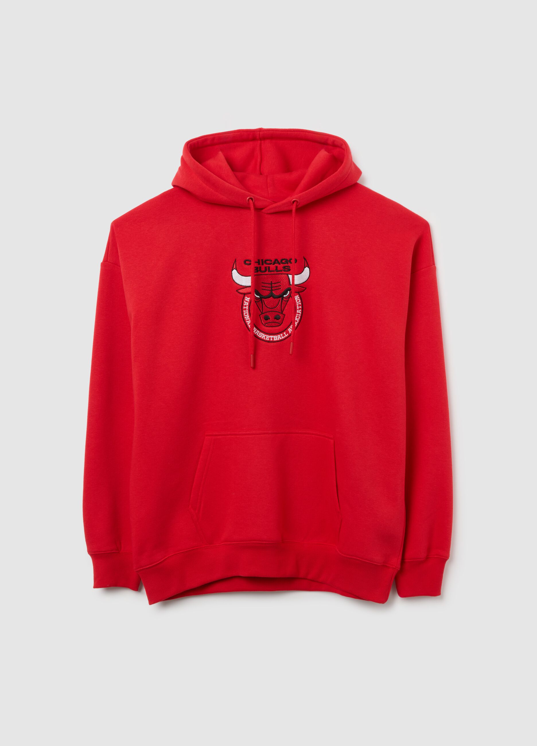 Red hoodie with Chicago Bulls logo