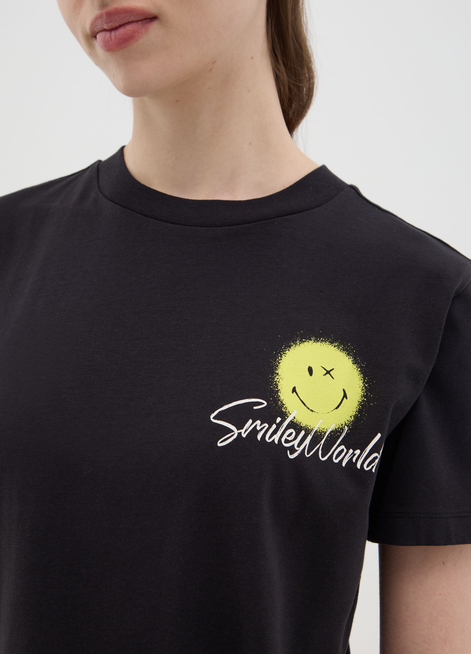Black SmileyWorld Cotton T-Shirt
