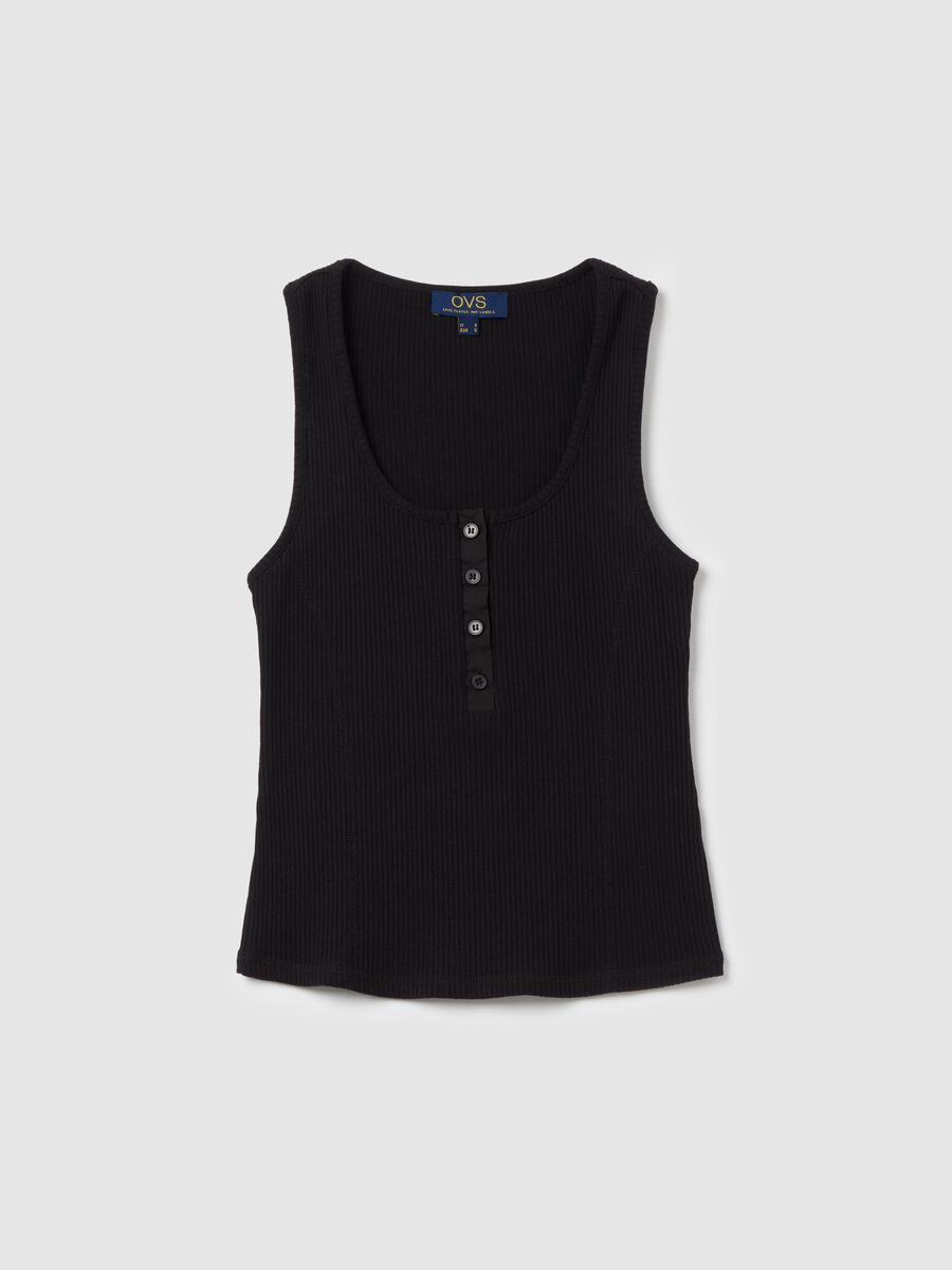 Ribbed tank top with granddad neckline_4