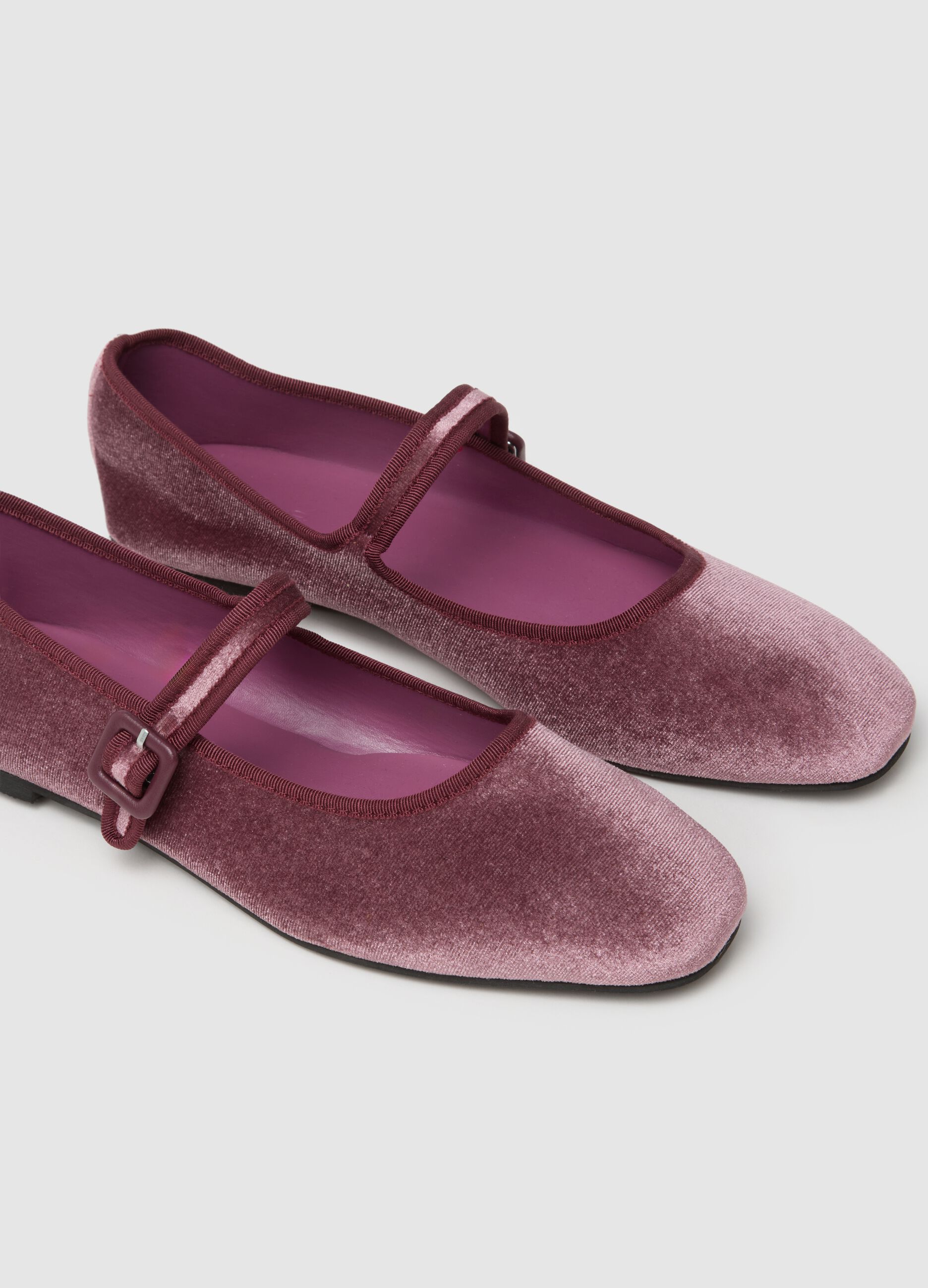Scarpe ballerina in velluto rosa
