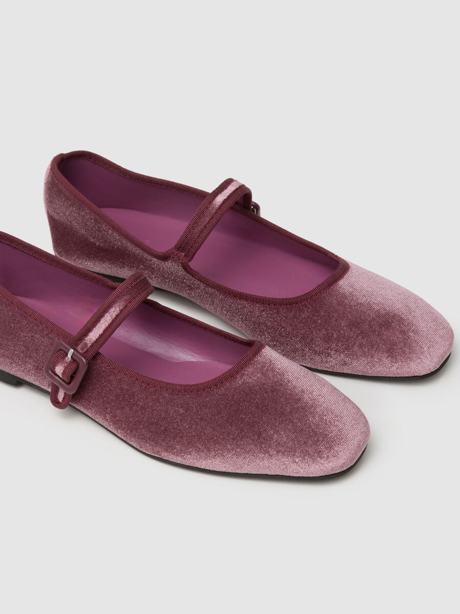 Scarpe ballerina in velluto rosa_2