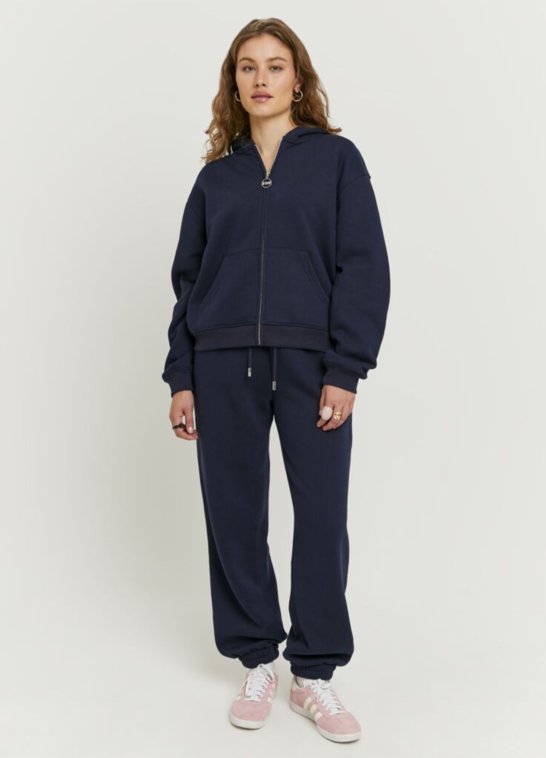 Blue cotton blend jogger trousers with regular fit