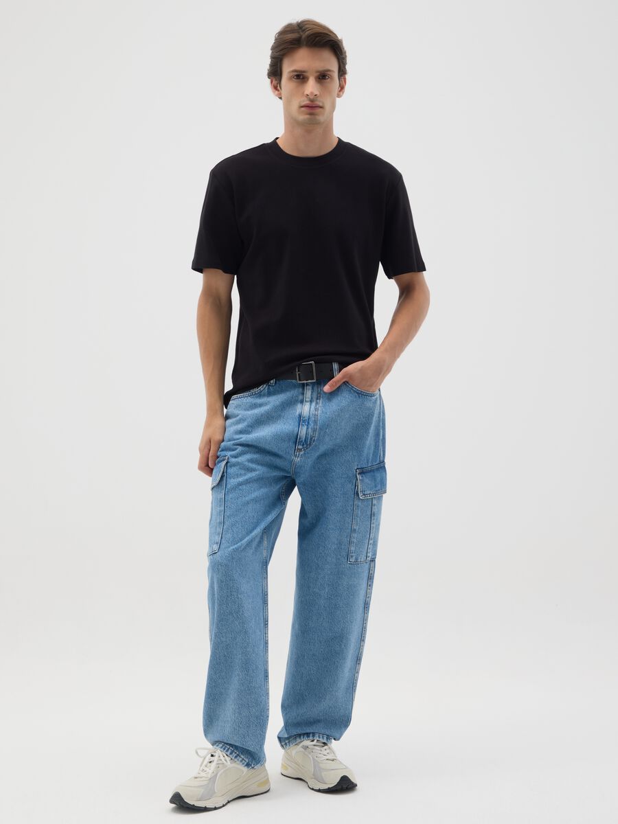 Pure Cotton Denim Wide Leg Jeans_0