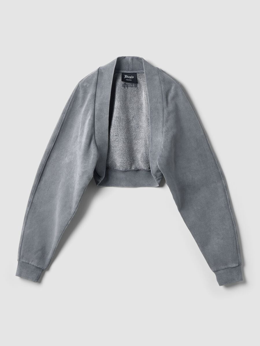 Grey Cropped Shrug Sweatshirt_0