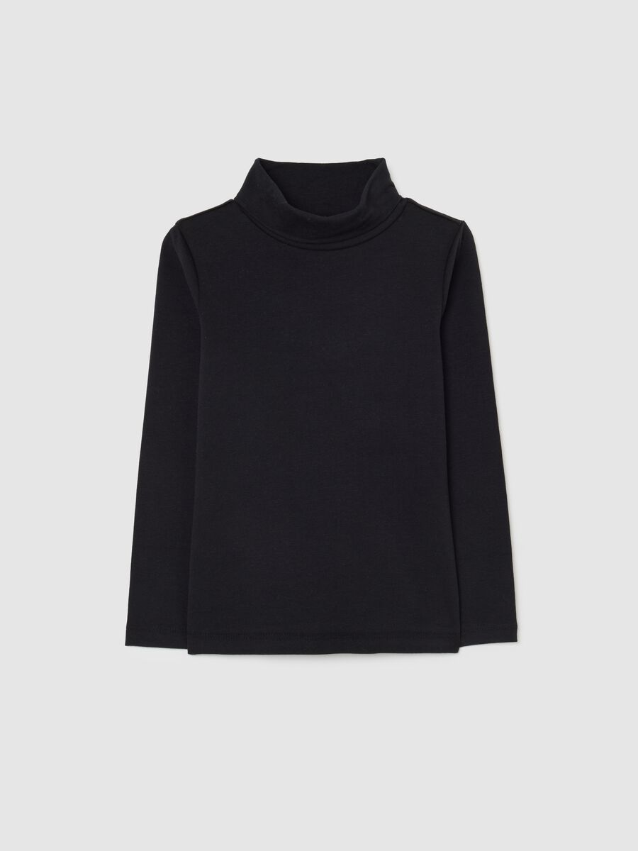 Black regular fit stretch cotton girls' t-shirt_0