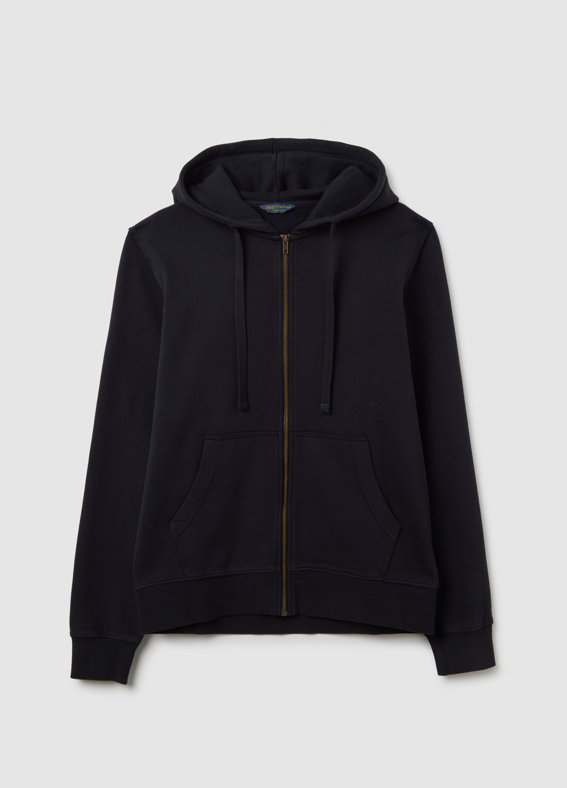 Blue pure cotton hoodie with zip