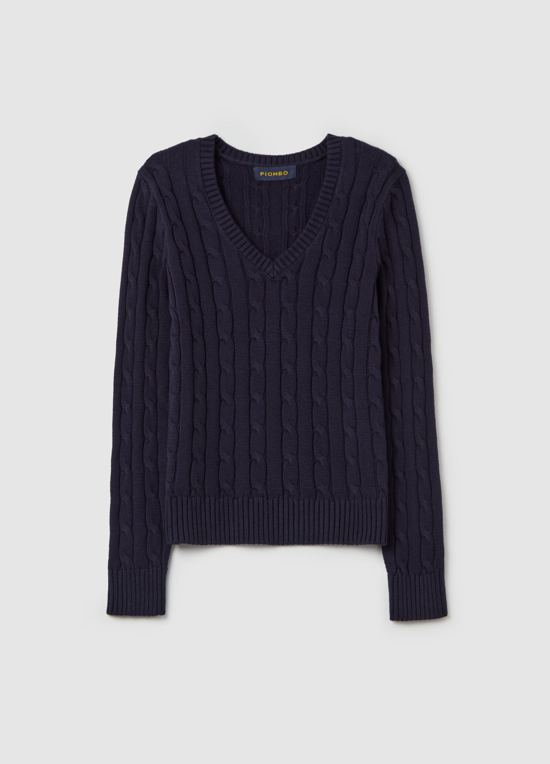 Pullover a trecce con scollo a V