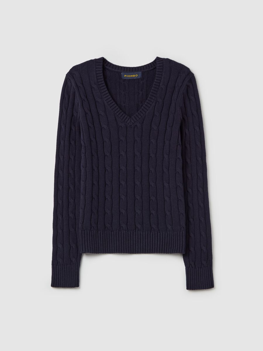 Cable-knit pullover with V neck_4