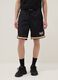 Regular fit black sports shorts with white and orange details_1