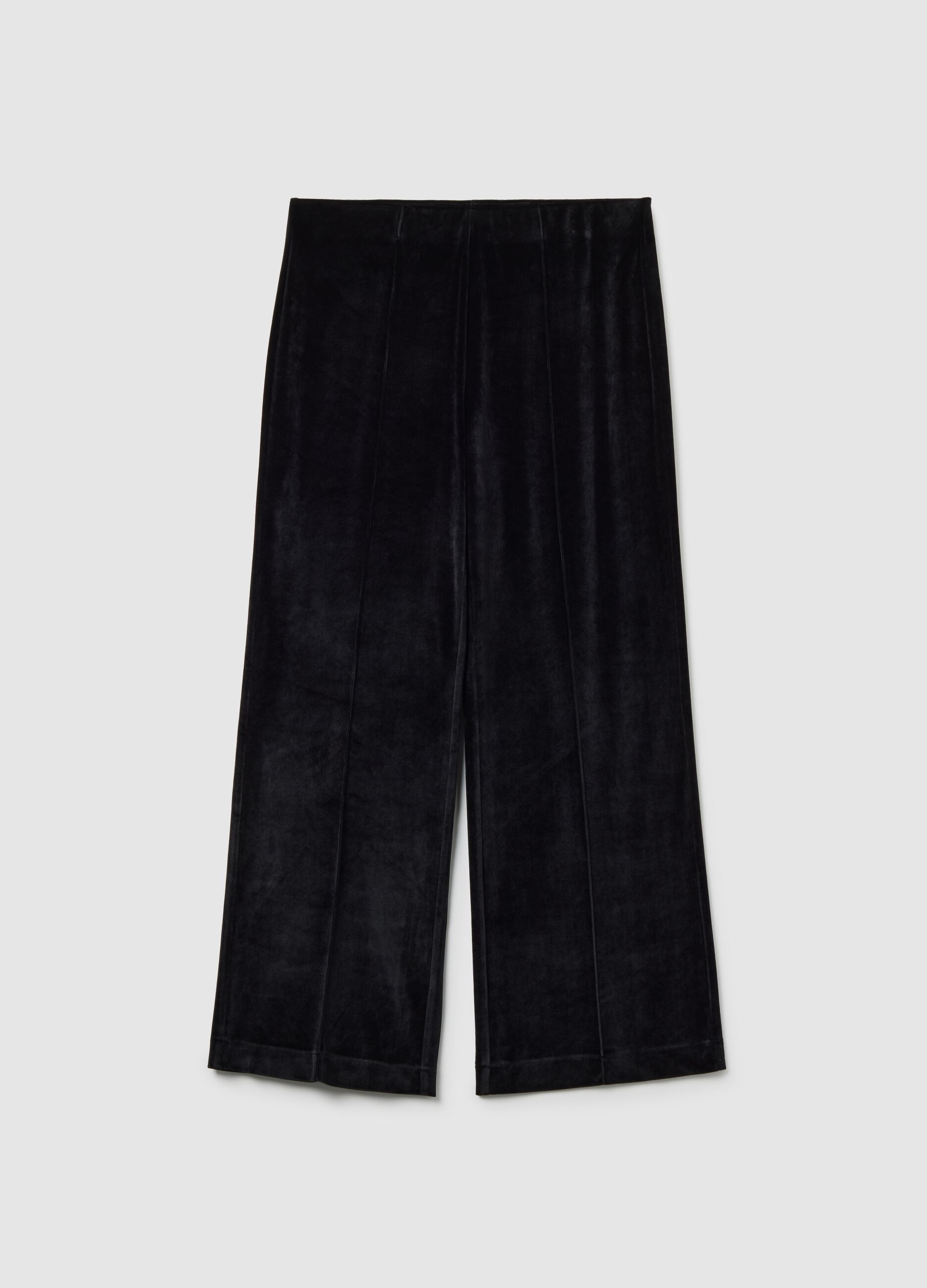 Black Wide Leg Trousers with Elastic Band