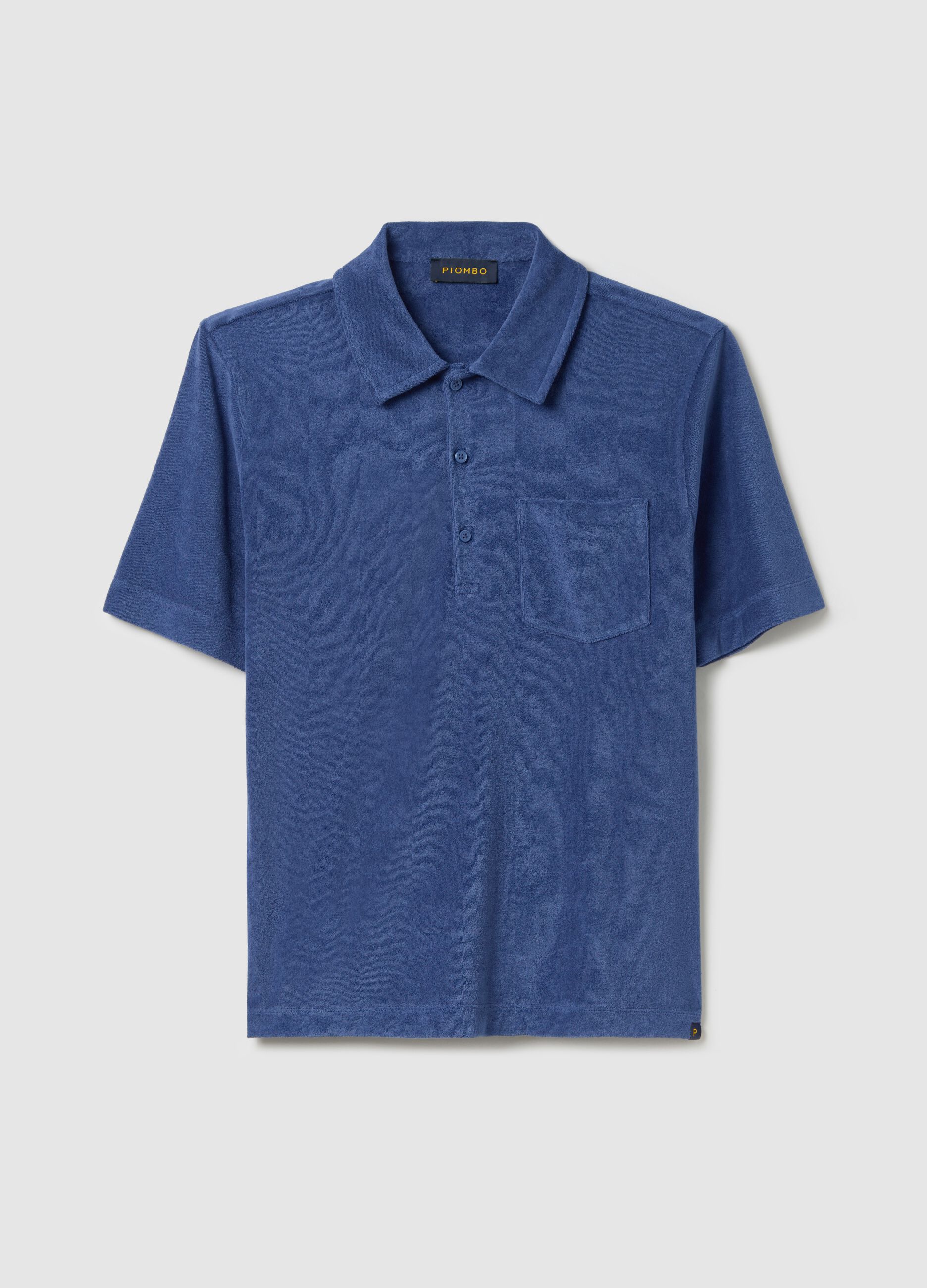 Blue short sleeve cotton blend polo