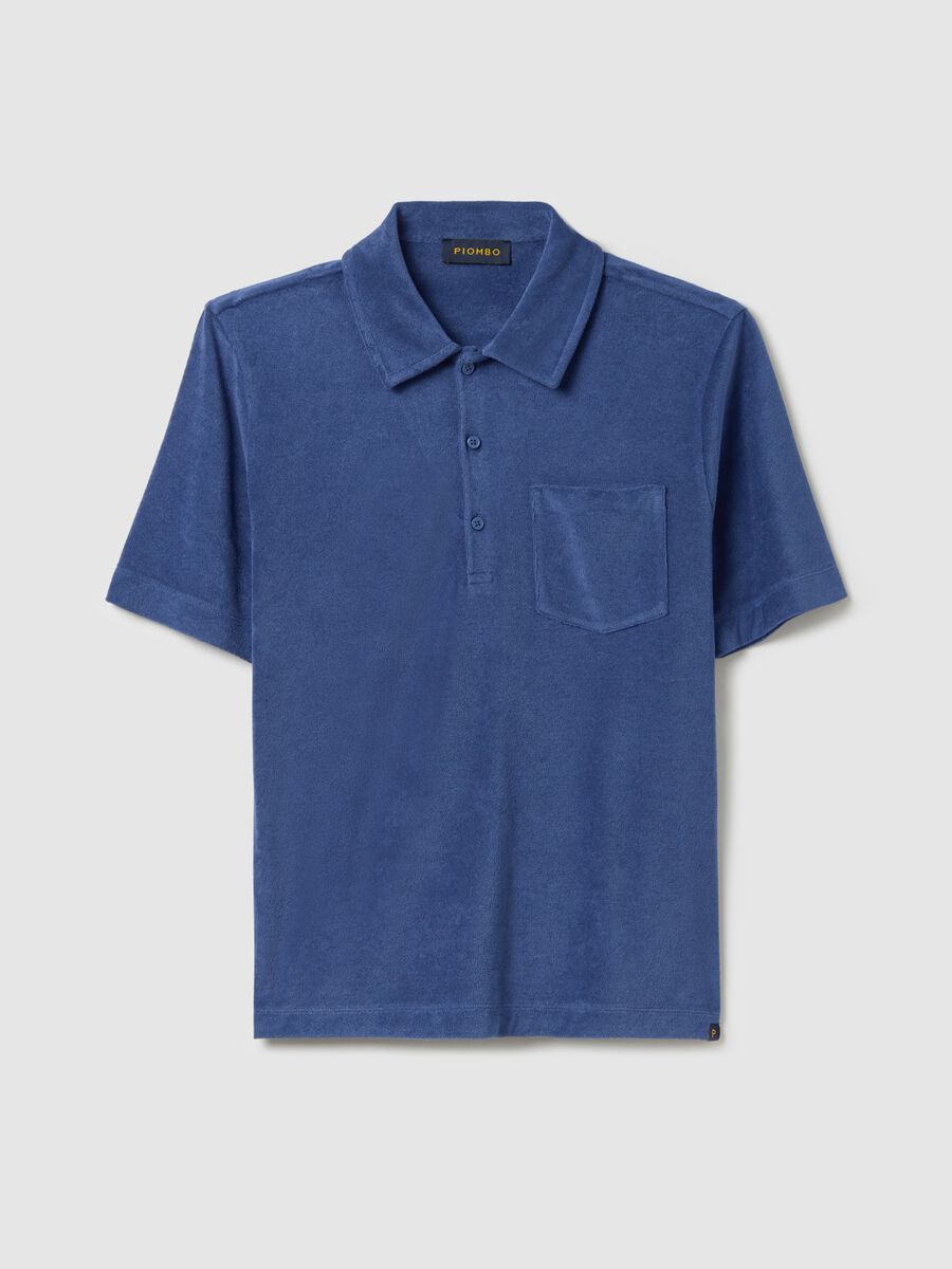 Blue short sleeve cotton blend polo_4