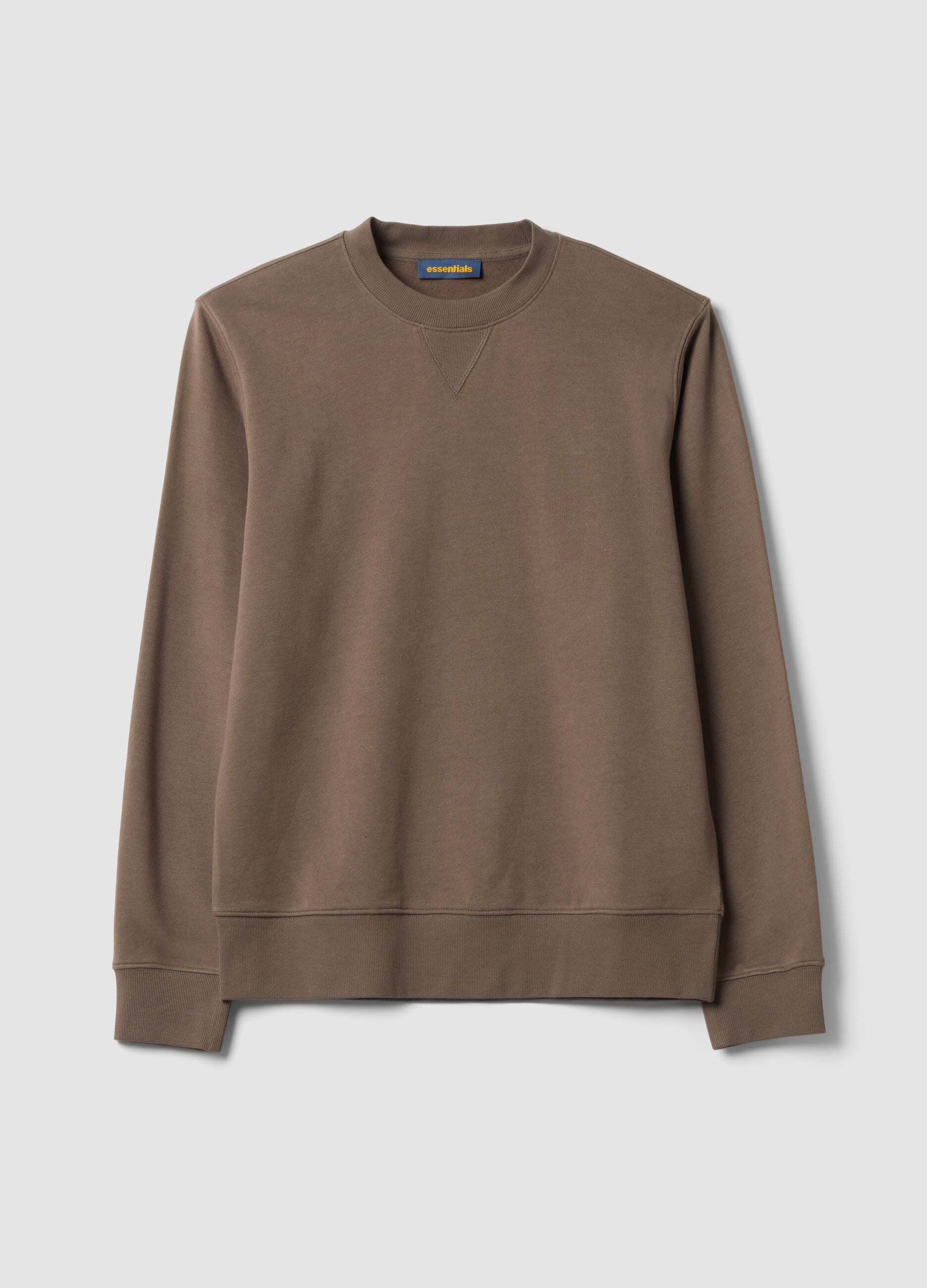 Grey crew-neck cotton-blend sweatshirt, regular fit