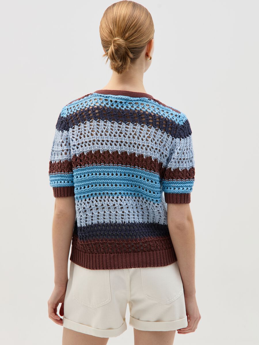 Striped crochet cardigan with short sleeves_2