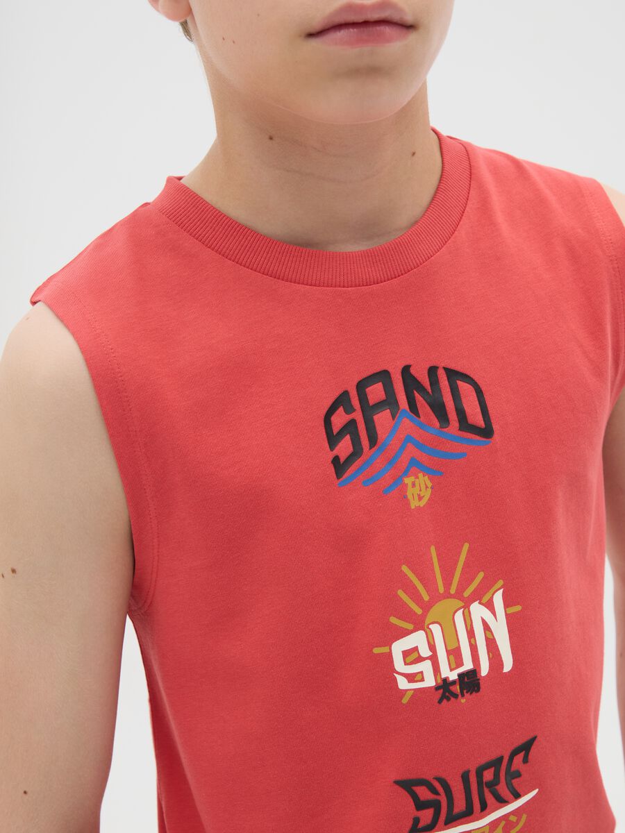 Boy's Red Regular Fit Pure Cotton Vest_2