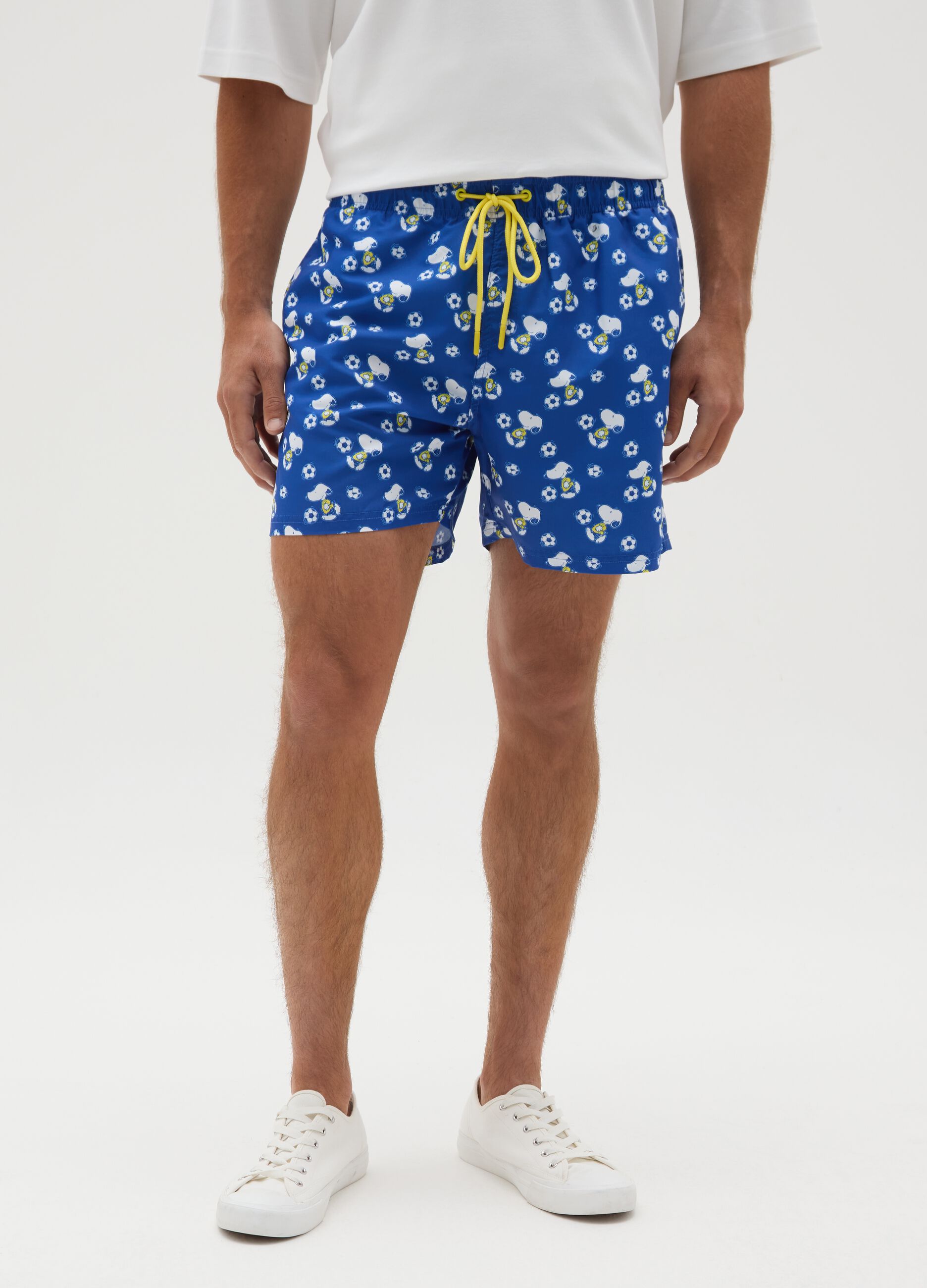 Men’s blue fabric shorts with print