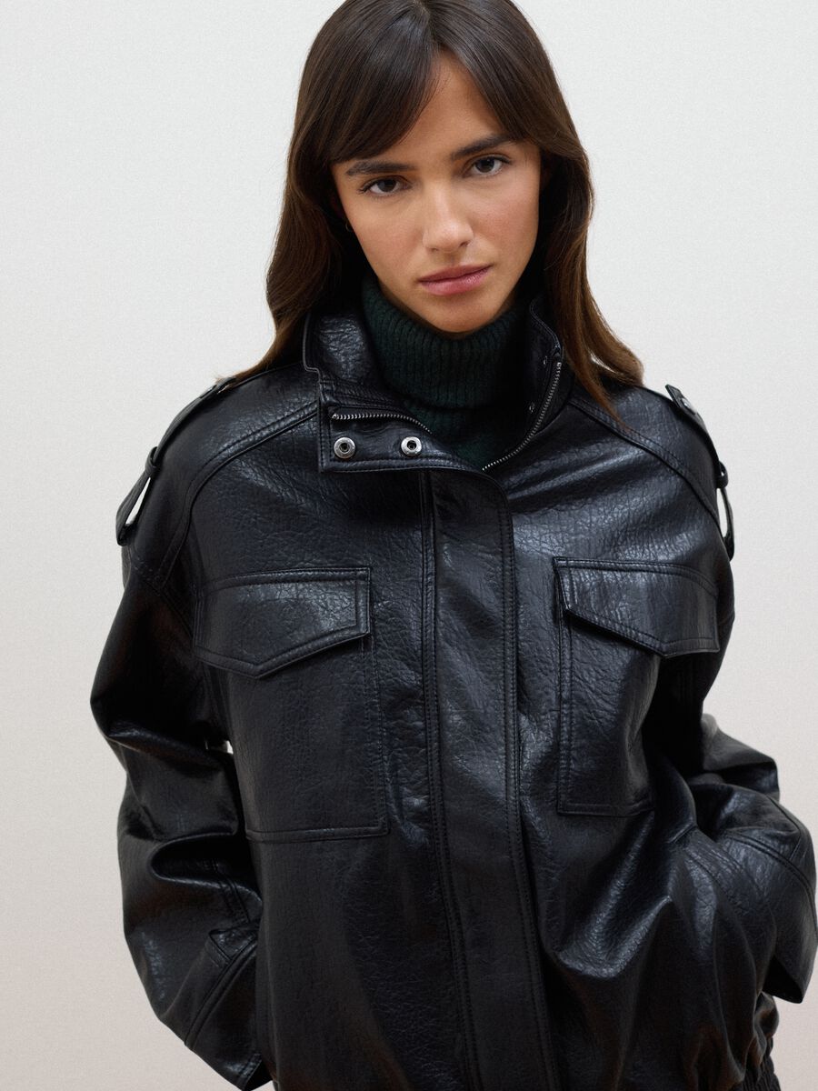 Black viscose-blend jacket with zip_1