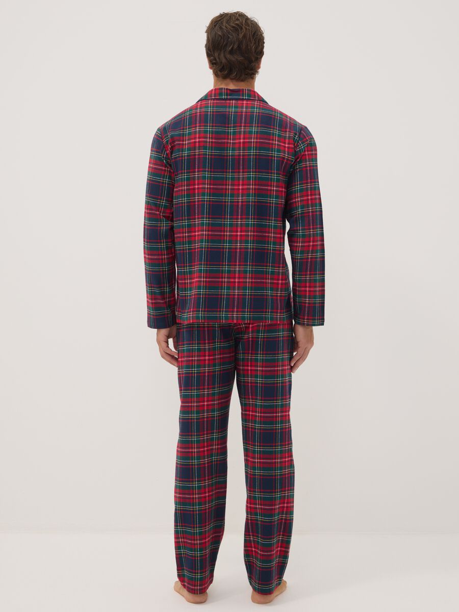 Pigiama rosso con colletto in flanella di puro cotone organico regular fit_2