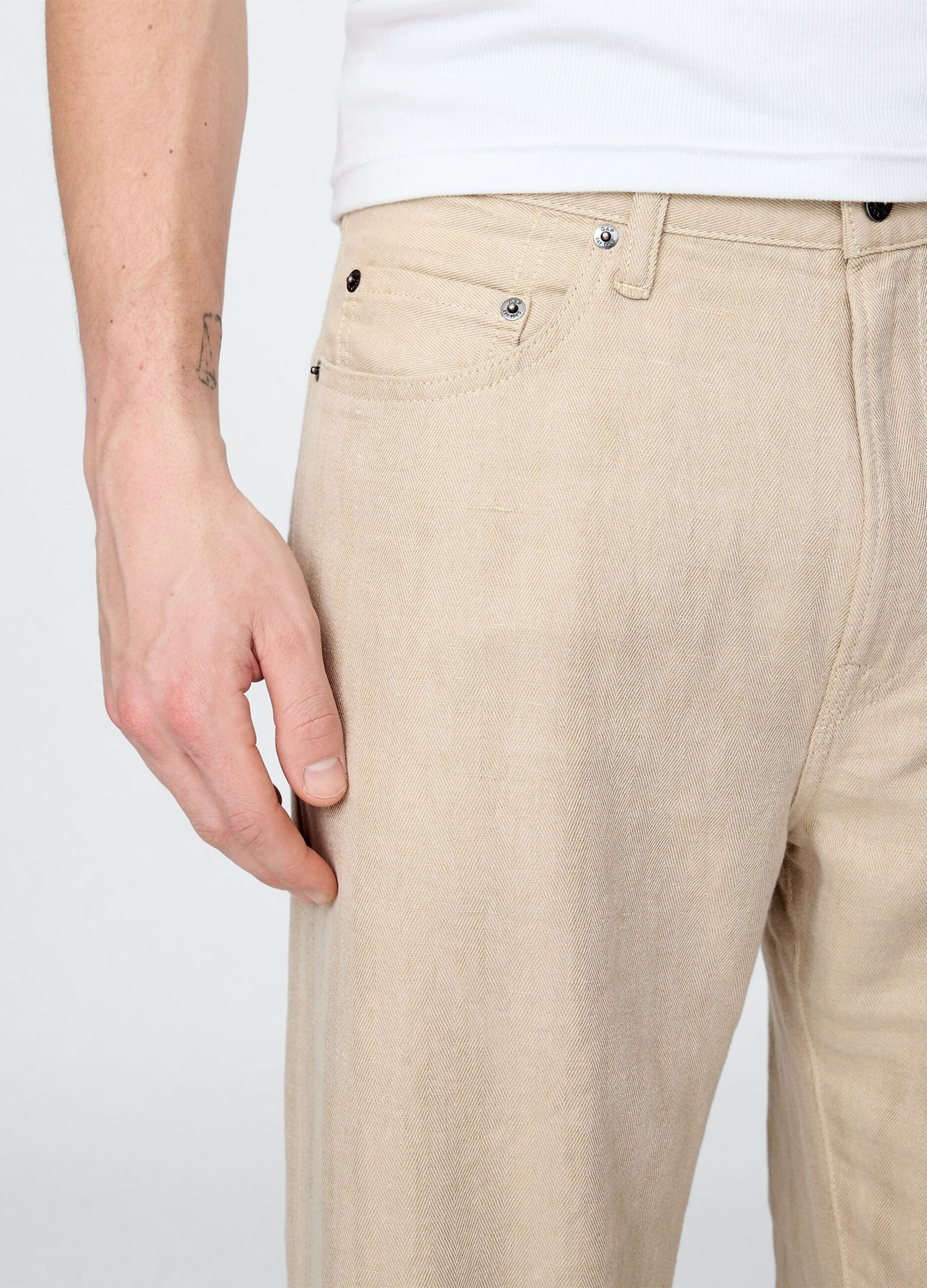 Wide Beige Linen Trousers