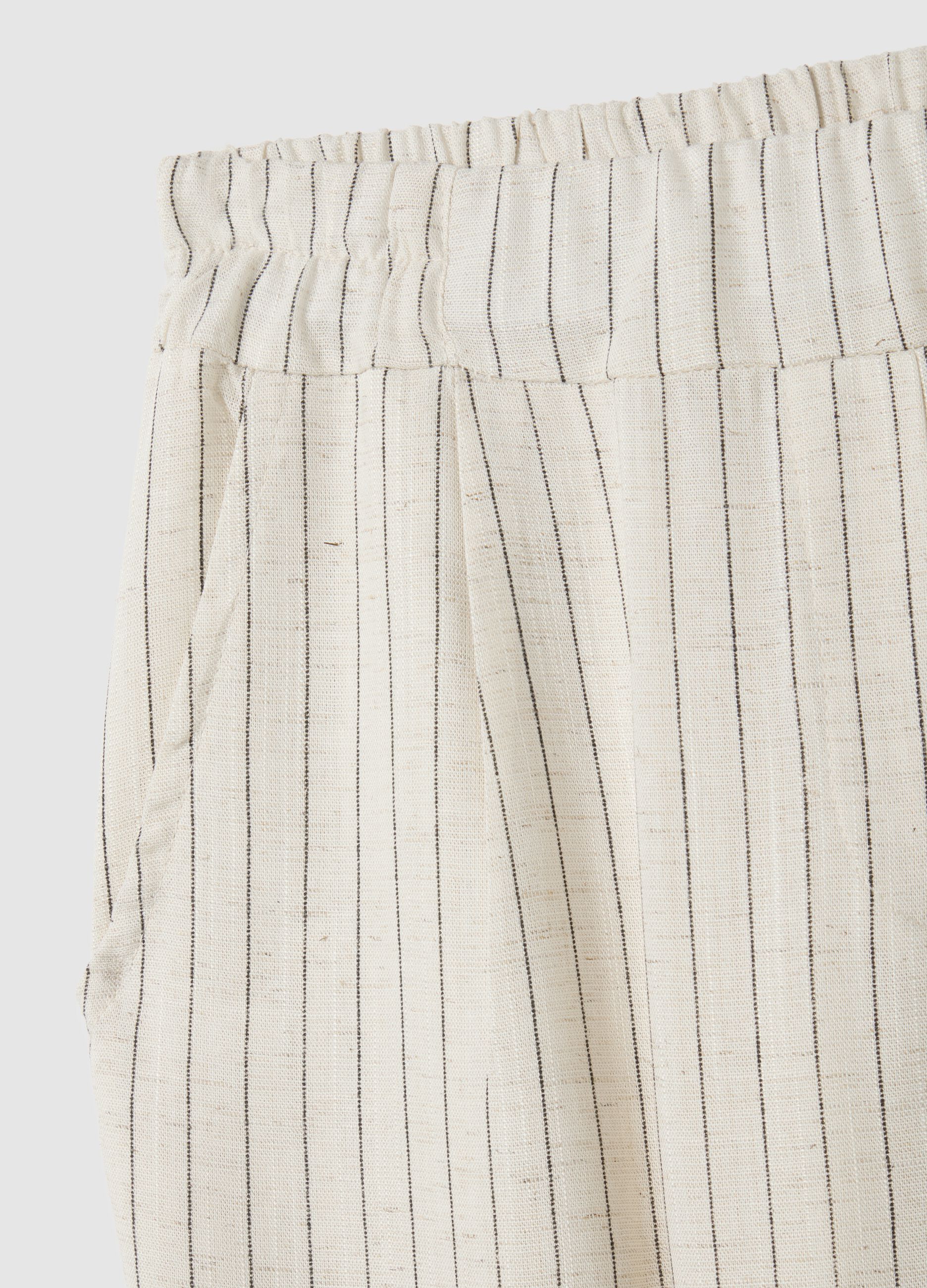Women's white linen blend trousers regular fit