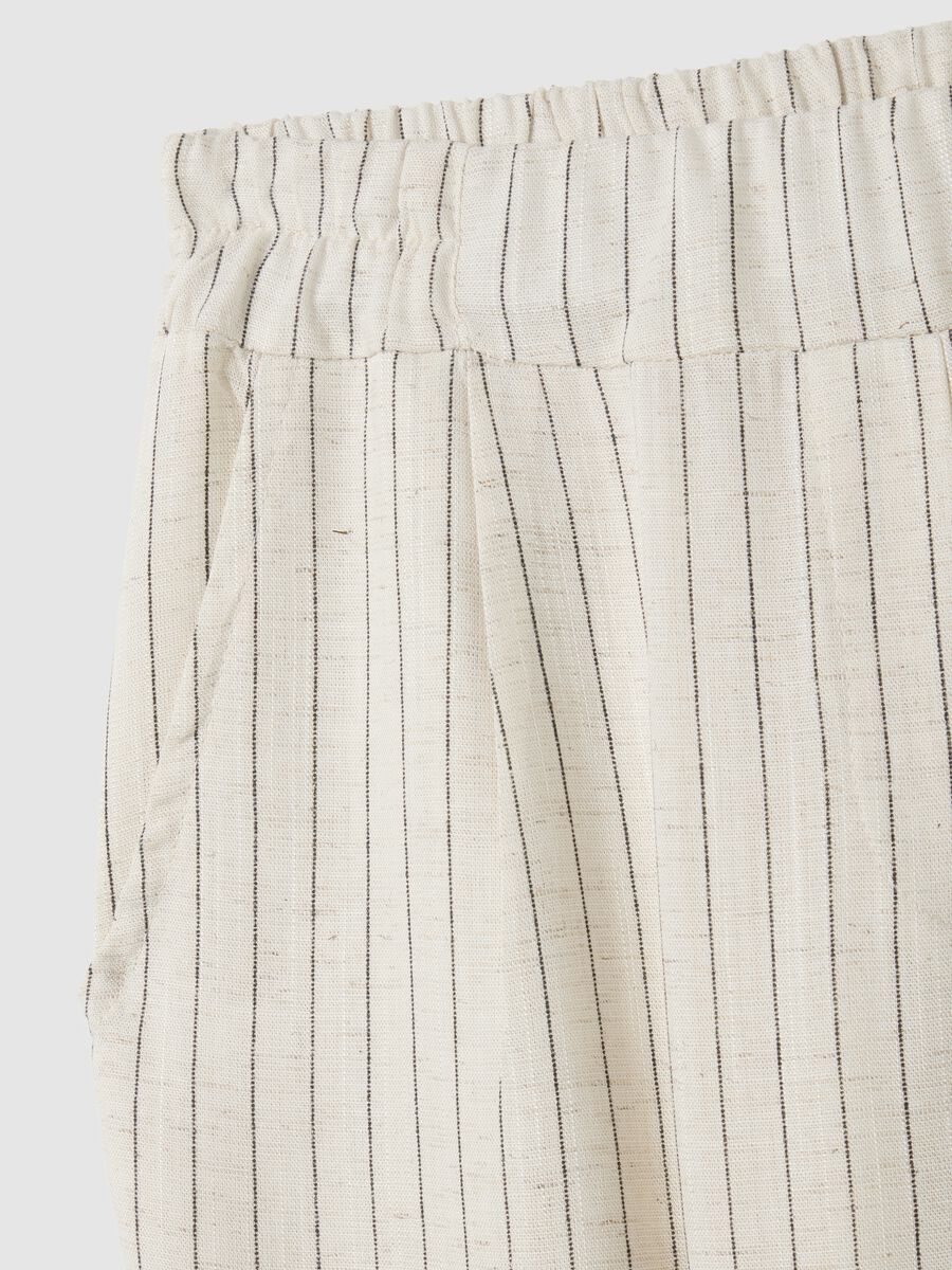 Women's white linen blend trousers regular fit_5