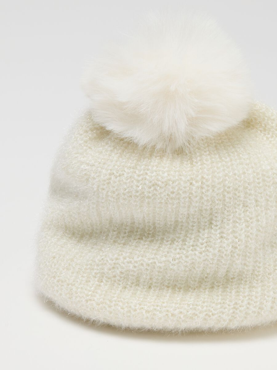 White Pom Pom Hat for Baby Girl_2