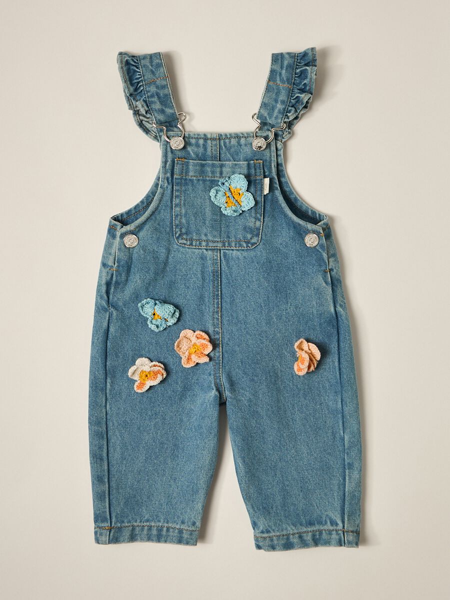 Salopette in denim di puro cotone IANA neonata_0