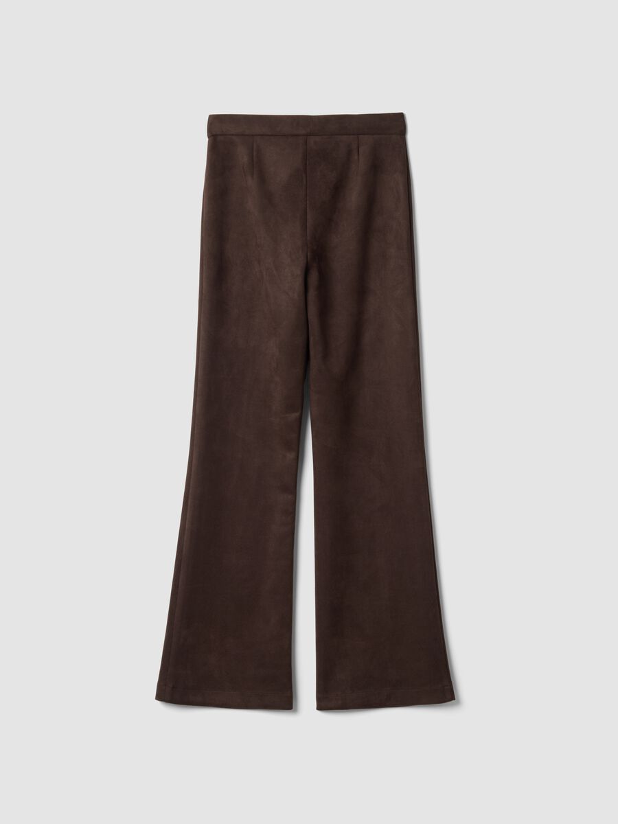 Pantaloni marroni flare in tessuto elasticizzato_6