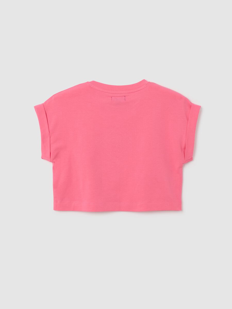 Girls' pink cotton t-shirt regular fit_1