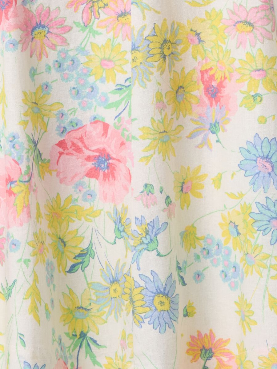 Multicolour floral short dress in linen and viscose_6