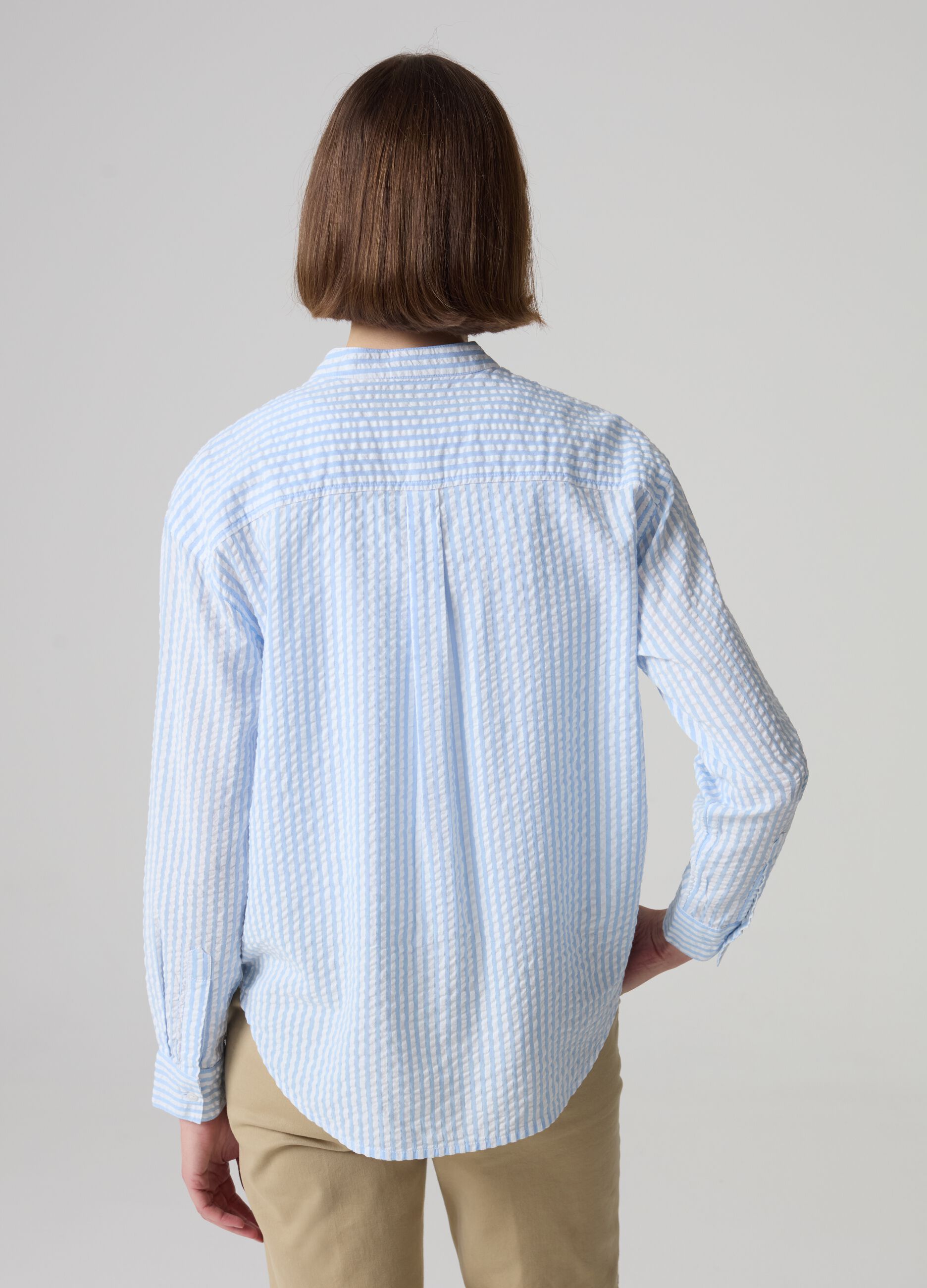 Camicia in seersucker a righe