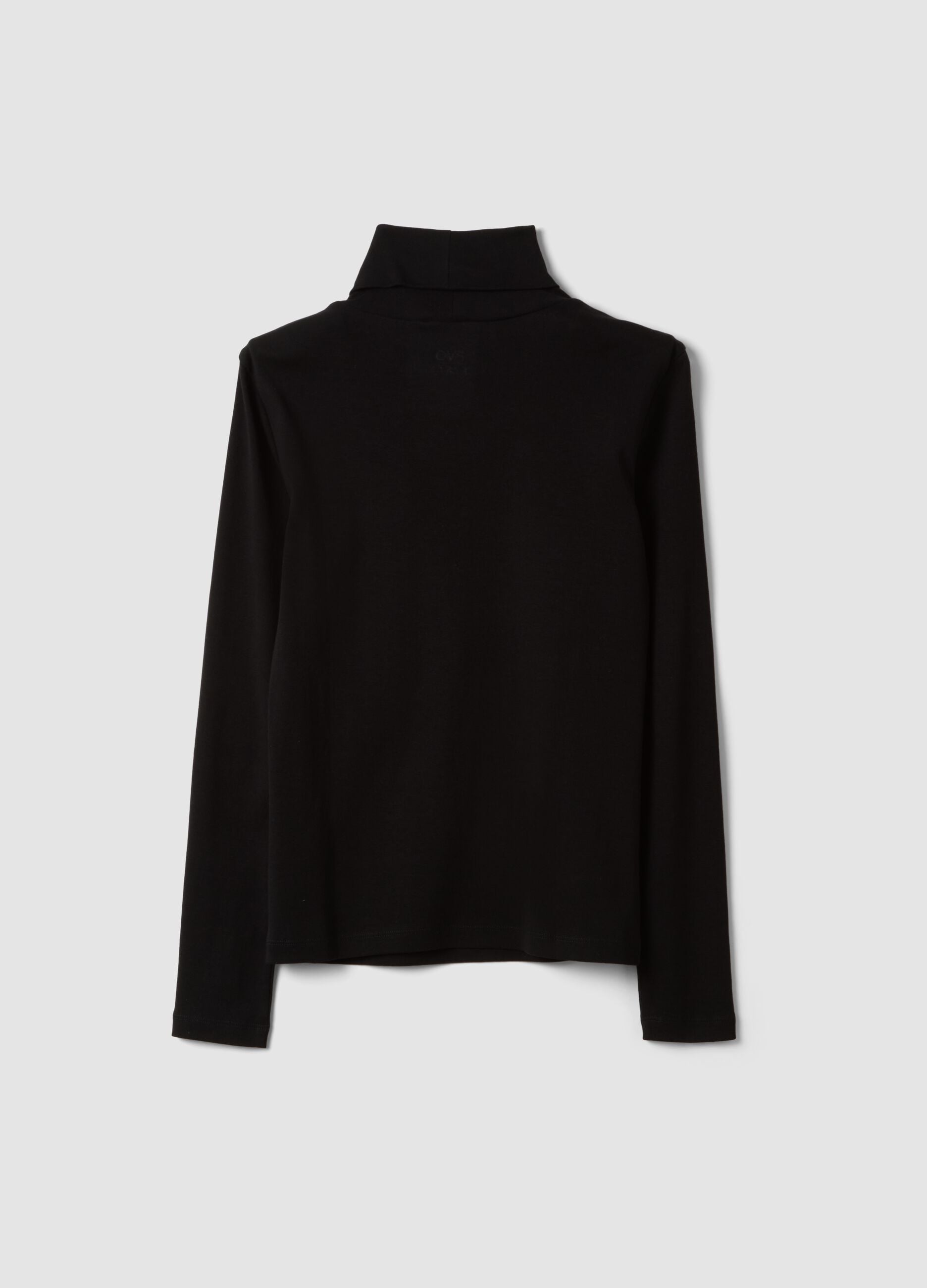 Black pure cotton long-sleeve crew-neck T-shirt