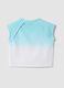 T-shirt azzurra in cotone elasticizzato a maniche corte per bambina regular fit_1