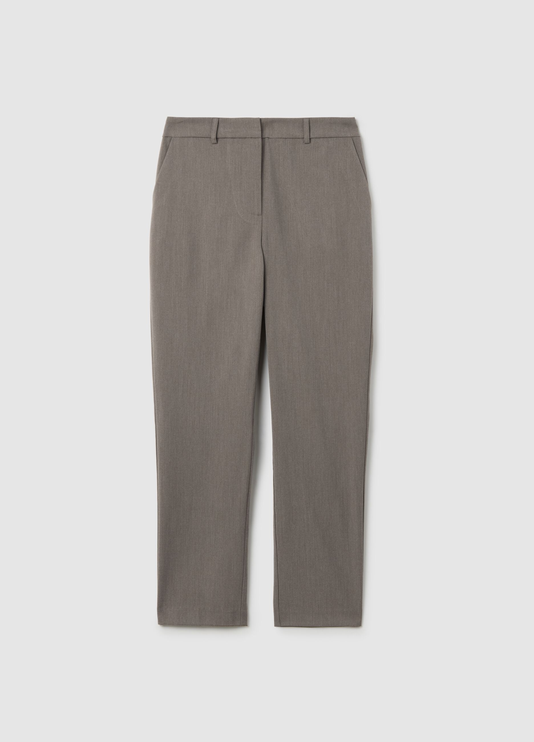 Slim fit beige melange trousers