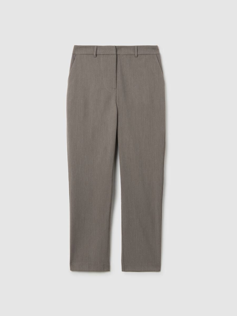 Slim fit beige melange trousers_4