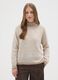 Beige regular fit sweater with ribbed collar and cut-out details_0