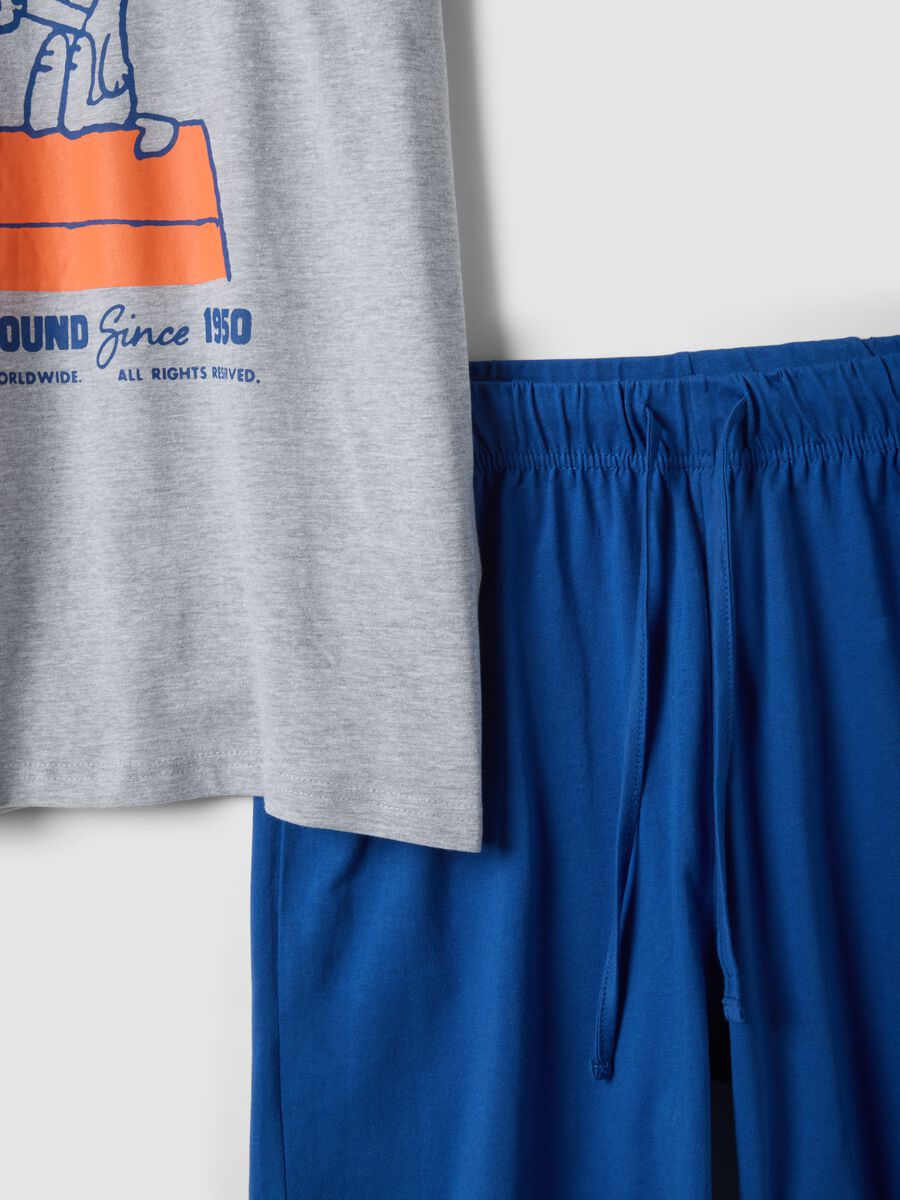 Set pigiama corto grigio in puro cotone con stampa Peanuts regular fit_1