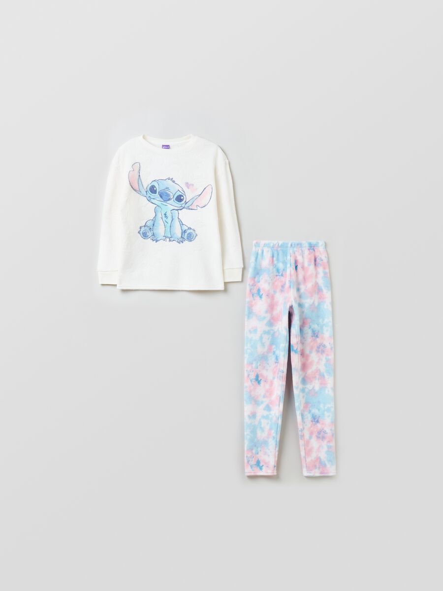 Pigiama in pile Tie Dye con stampa Stitch_0