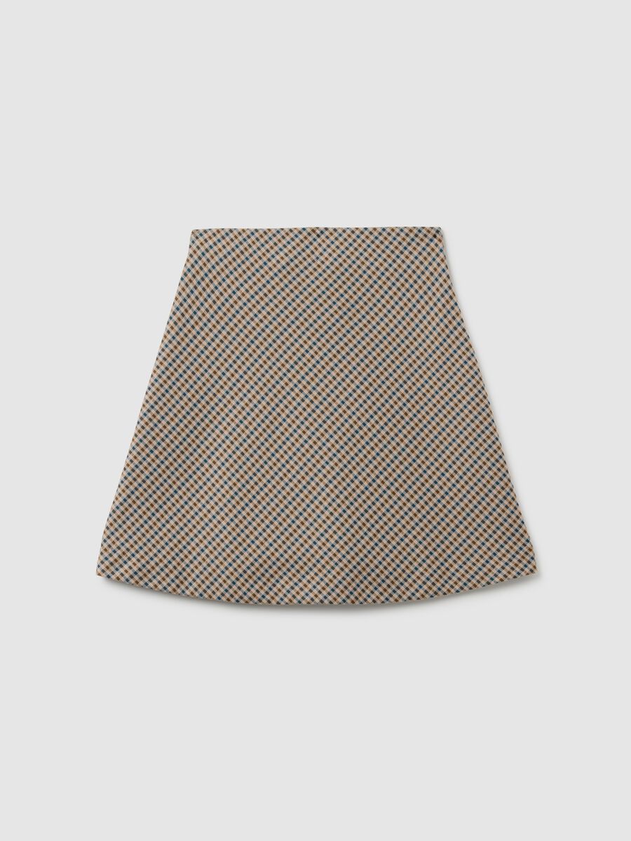 Multicolour Elasticated Maternity Skirt with Micro Checks_1