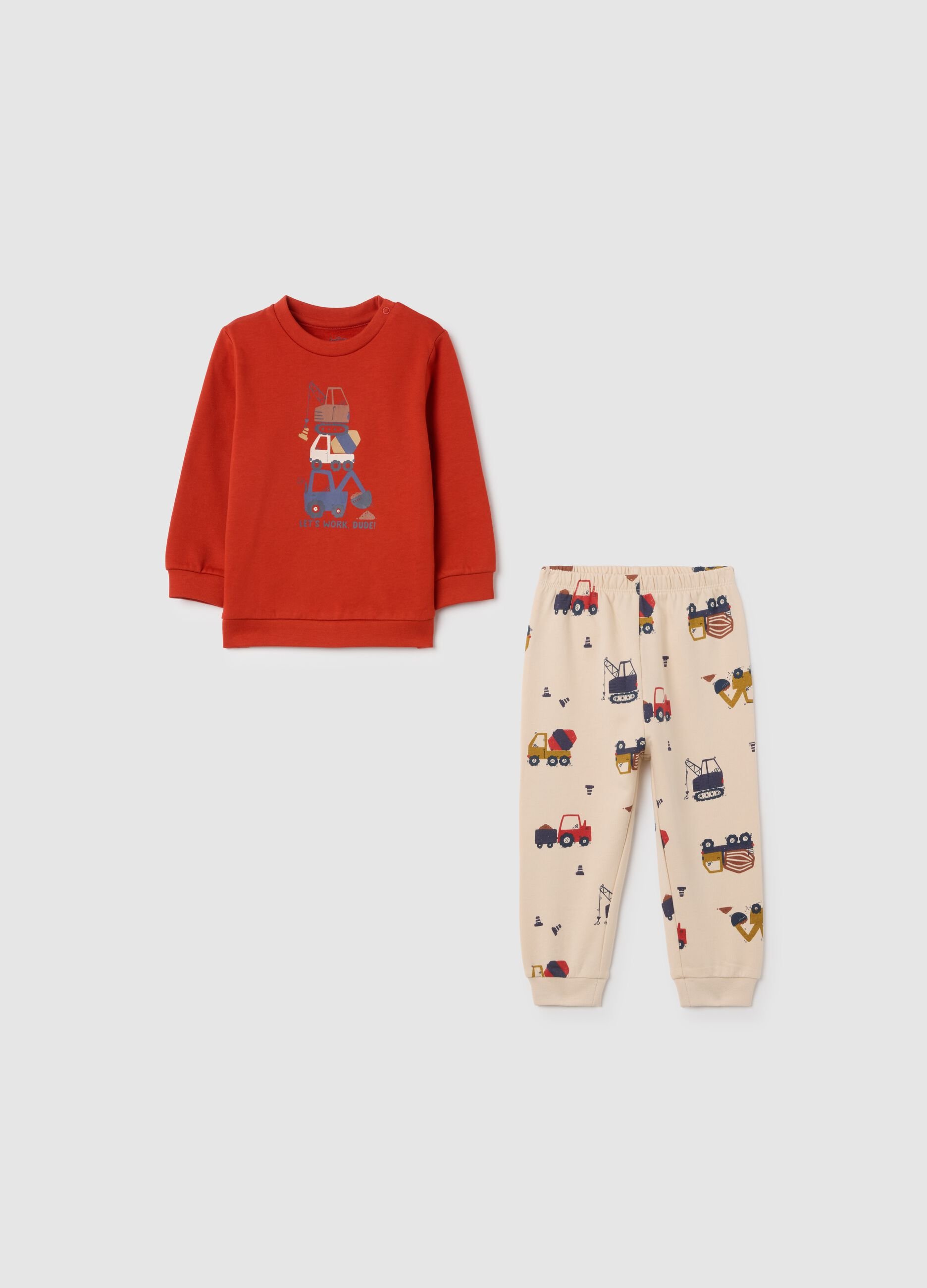 Multicoloured pure cotton newborn pyjamas with print