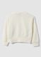White pure cotton sweatshirt with rhinestone slogan and embroidered heart for girls_1