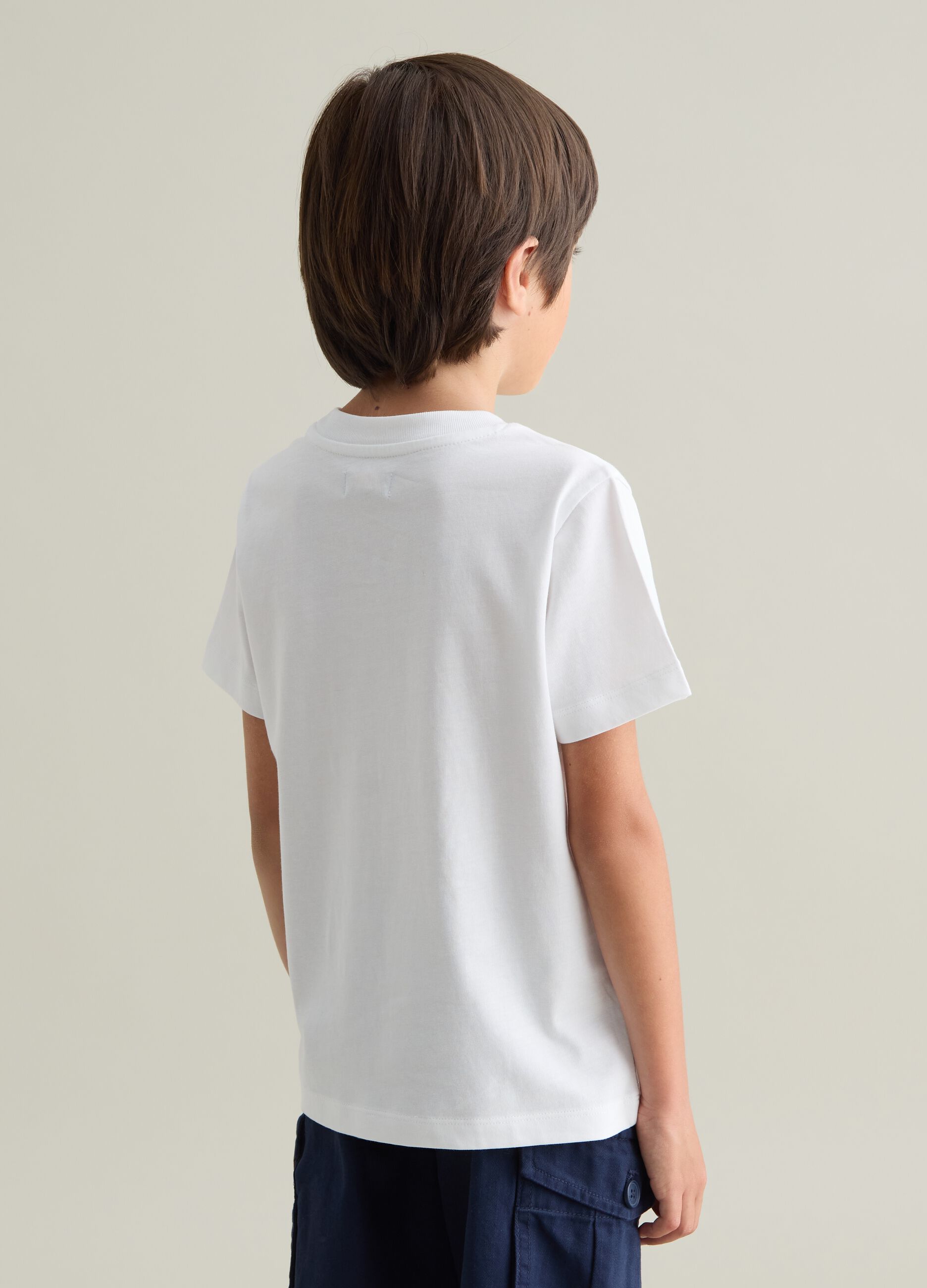 T-shirt da bambino in puro cotone bianca regular fit