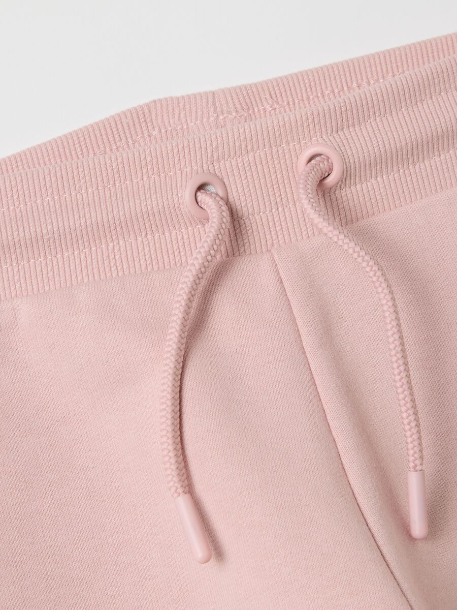 Pink joggers with drawstring and logo print with glitter details_3