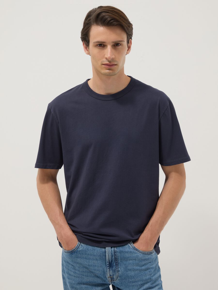 Navy pure cotton relaxed-fit T-shirt_0